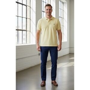 Polo Ralph Lauren Polo Shirt Mens Large Yellow Cotton Original‎ Fit Mesh Golf